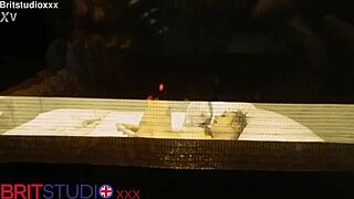 Peep on busty British neighbor slut flashing huge natural tits fingering to orgasm