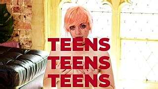 naughty college student kneels for sloppy deepthroat cum swallow