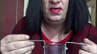 shy bisexual crossdresser stuffs himself full in homemade amateur play