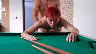 fucking this pink haired tattooed slut on the pool table