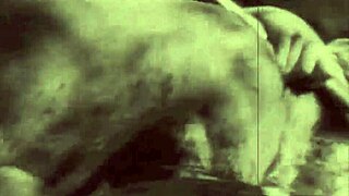 Dark lantern's vintage beauty reveals hairy beaver and natural tits