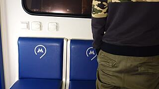 brunette sucks huge cock publicly then fucked in train car