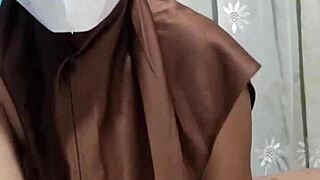 hey sexy hijab student why masturbate solo with that big dildo now