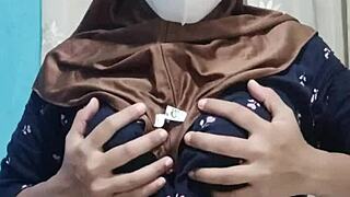 hey sexy hijab student why masturbate solo with that big dildo now