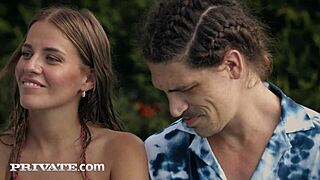 anal addicted eveline dellai craves poolside creampie cowgirl rides