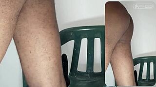 i love riding this black dildo on my green plastic chair so much