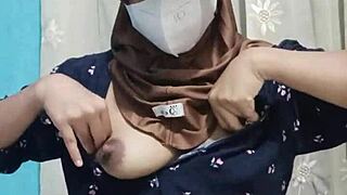 hey sexy hijab student why masturbate solo with that big dildo now