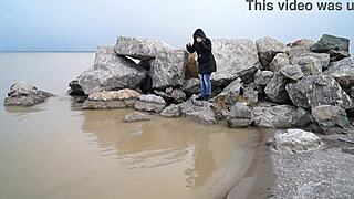 outdoor milf hairy pussy pissing sea compilation