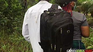 Doctor pounds student bent over in wild outdoor bush fuck