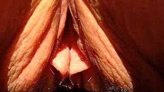 check out this mature's huge soaking wet pussy lips flapping in slow mo