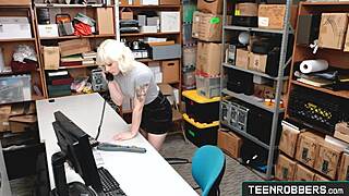 Teasing Lick On Thief's Tight Office Pussy