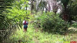 Doctor pounds student bent over in wild outdoor bush fuck