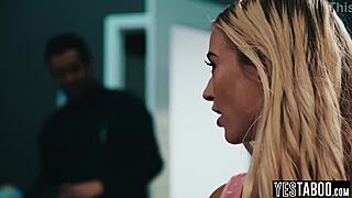 tiny blonde teen student gets her hairy cunt railed by janitor in classroom after school