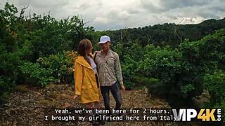 Watch this crazy hiker babe fuck hard in forest outdoors?