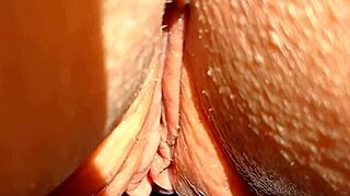 check out this mature's huge soaking wet pussy lips flapping in slow mo