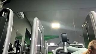 Horny blonde teen squirts wildly in public gym fuck!