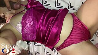 French Slut Sucks Cock Eats Ass in Satin Lingerie