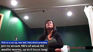 Student intern Bruno examines patient Lola Lynn in hospital.