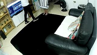 did the naughty maid beg for spanking then cumshot punishment in garage?