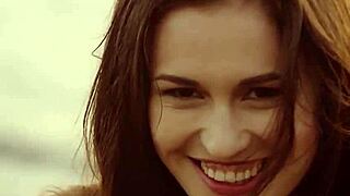 petite ukrainian brunette demi fray strips naked outdoor