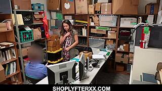 Inked Petite Brunette Teen Punished Hard for Shoplifting