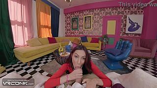 Veruca Salt blows and fucks Willy Wonka's huge cock in VR cosplay parody