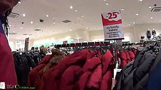 horny czech teens trade sex for clothes in public mall shop