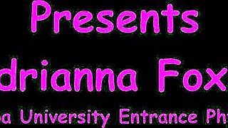 Adrianna Fox spreads her big tits and ass during Tampa university entrance physical backstage