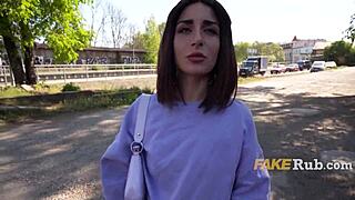 ultra pretty italian beauty flashes pussy on public street