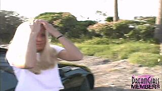 All-Natural Blonde Flashes Tits and Pussy in Public Park