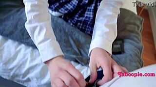 Feeling fomo she joins her nerdy friend for a taboo threesome with shaved pussies and glasses