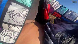 Petite ebony bent over quick doggystyle fuck in car before class
