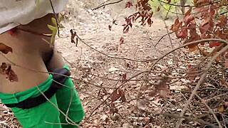 Ranch threesome creampie tears her pussy in woods!