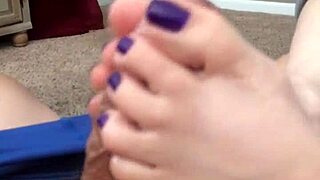 My purple toes wrap around your cock for the hottest footjob ever