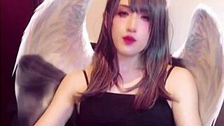 beautiful ladyboy masturbates on cam while crossdressing