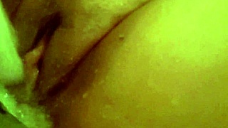bath FAUCET pounds her BIG PUSSY to shaking ORGASM solo