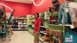 stockroom worker surprises with deepthroat blowjob action