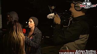 young german girl seduces strangers on public street casting adventure