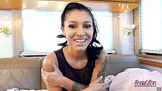 Tattooed Raven Lane Sucks Cock and Takes Pussy Pounding