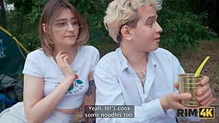 swap wives rim asses wildly then anal pound in forest camping