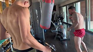andrea lux intense gym training session