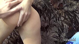 deep creampie floods slim girl's tight shaved pussy pov