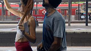 couple bangs wildly in public train terminal