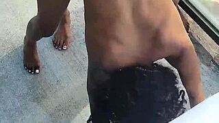 kashofficials strapped hard by renity love on balcony outdoors