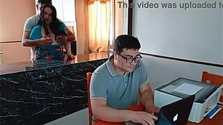 MY CUCK HUSBAND WORKS WHILE STEPSON FUCKS MY ASIAN PUSSY KITCHEN