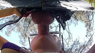 Horny backstage blowjob deepthroat cumshot surprise for cameraman pov