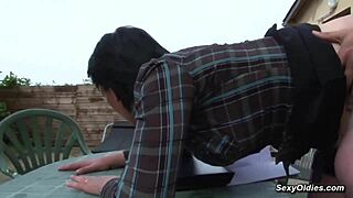 provocative french milf lucie luke's outdoor garden anal pounding?