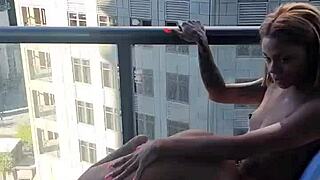 kashofficials strapped hard by renity love on balcony outdoors