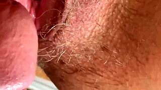 hairy milf pussy gets slowmo closeup cock pounding