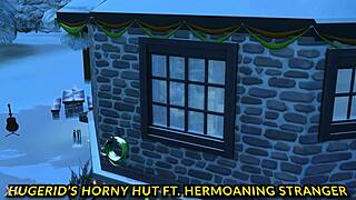horny bound teen gags on cock in bdsm hut